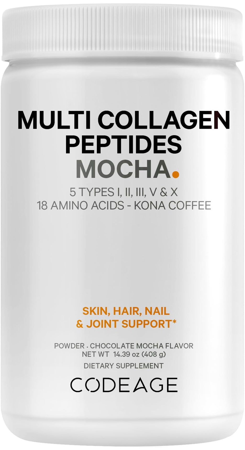 Codeage Multi Collagen Peptides Protein Powder - Chocolate Mocha Instant Coffee - Gourmet Knoa Coffee Drink & Shake - Collagen Type I, II, III, V & X - Grass-Fed, Hydrolyzed, Non-GMO - 14.39oz Codeage Au supplements
