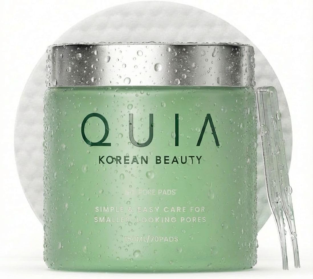 QUIA Toner Pads – AHA/BHA Dual-Action Exfoliate and Hydrate All in One – Soothing Formula for Sensitive Skin – Reduces Blackheads and Blemishes