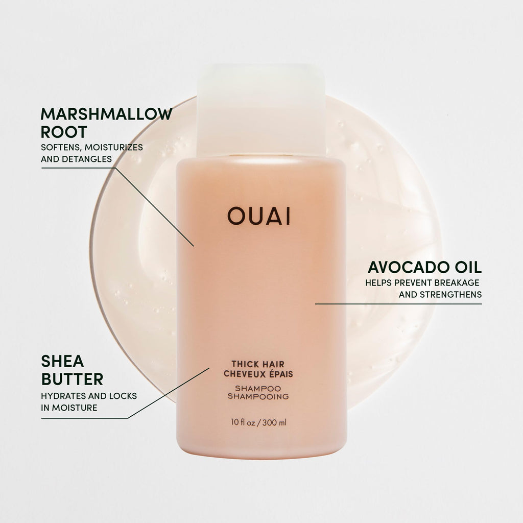OUAI Thick Shampoo Travel Size - Moisturizing Shampoo with Keratin, Marshmallow Root, Shea Butter, Avocado Oil for Thick Hair - Strengthens & Hydrates - Paraben & Sulfate Free (3 Fl Oz) OUAI Au supplements
