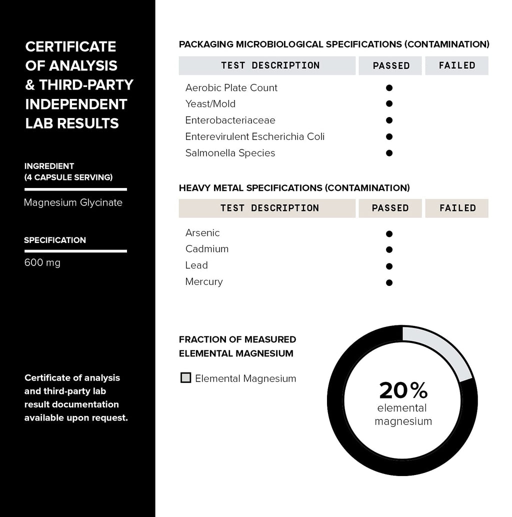 Toniiq 3,000mg Ultra High Strength Magnesium Glycinate - 20% Purified to Contain 600mg of Elemental Magnesium - Chelated and Bioavailable Magnesium