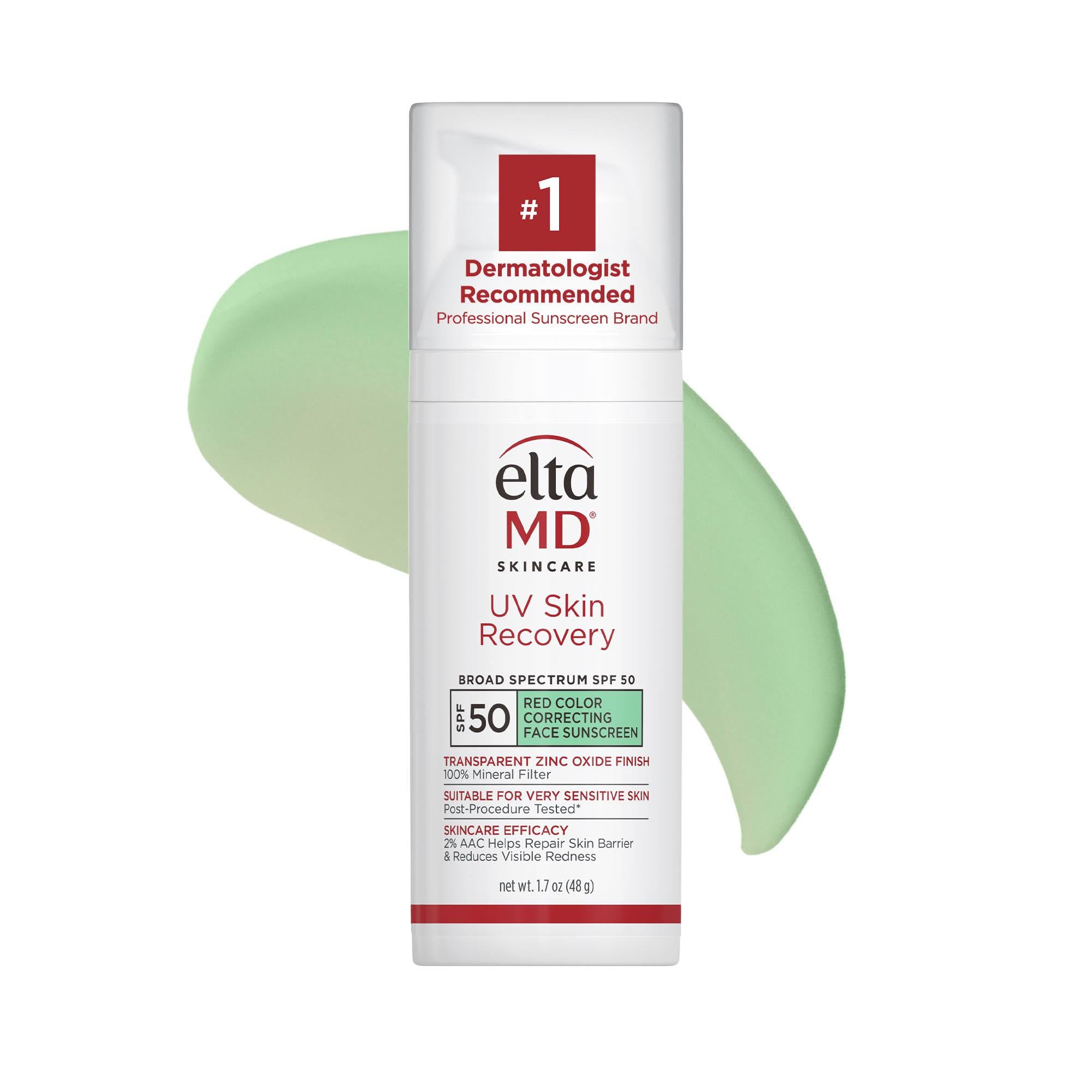 EltaMD UV Skin Recovery Green Tint 100% Mineral Sunscreen, SPF 50, Redness Correcting
