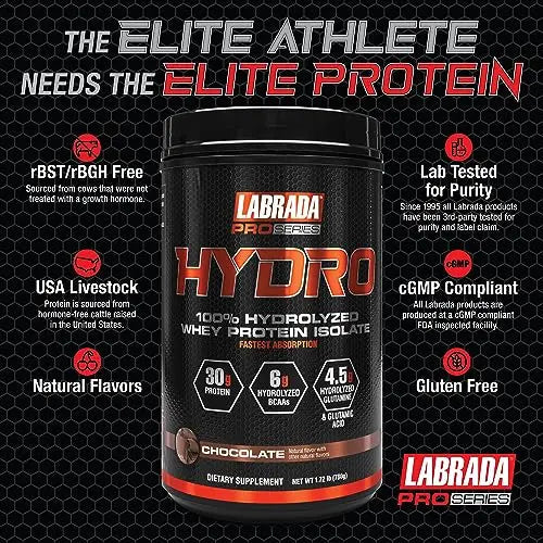 Labrada Hydro 100% Pure Hydrolyzed Whey Protein Isolate Powder, Lactose Free Labrada Au supplements
