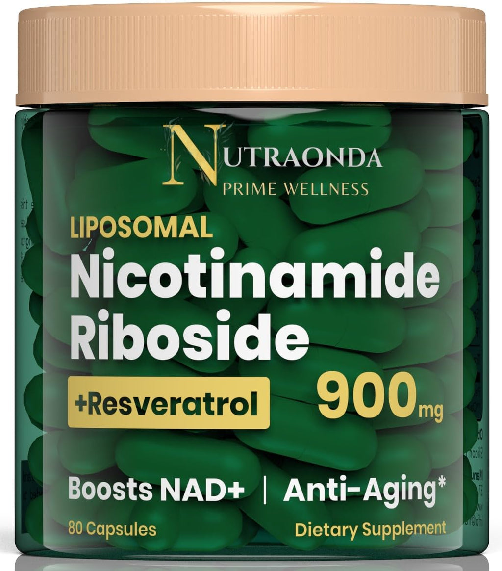 NUTRAONDA Liposomal Nicotinamide Riboside 900mg Resveratrol & Quercetin – NAD Supplement Plus for Anti Aging, Cellular Energy & Improve Health- 80 Capsules NUTRAONDA Au supplements