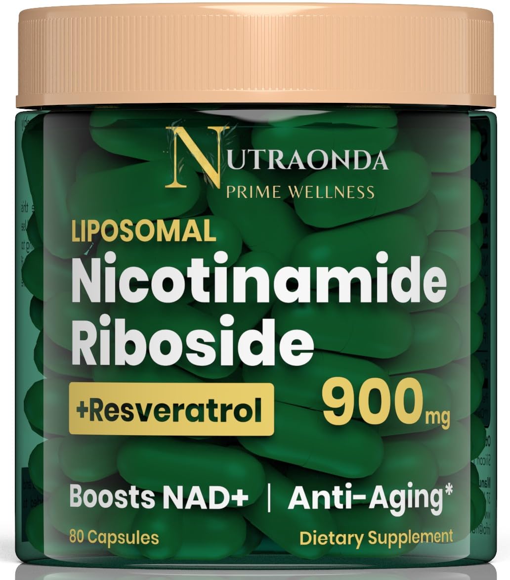 NUTRAONDA Liposomal Nicotinamide Riboside 900mg Resveratrol & Quercetin – NAD Supplement Plus for Anti Aging, Cellular Energy & Improve Health- 80 Capsules NUTRAONDA Au supplements