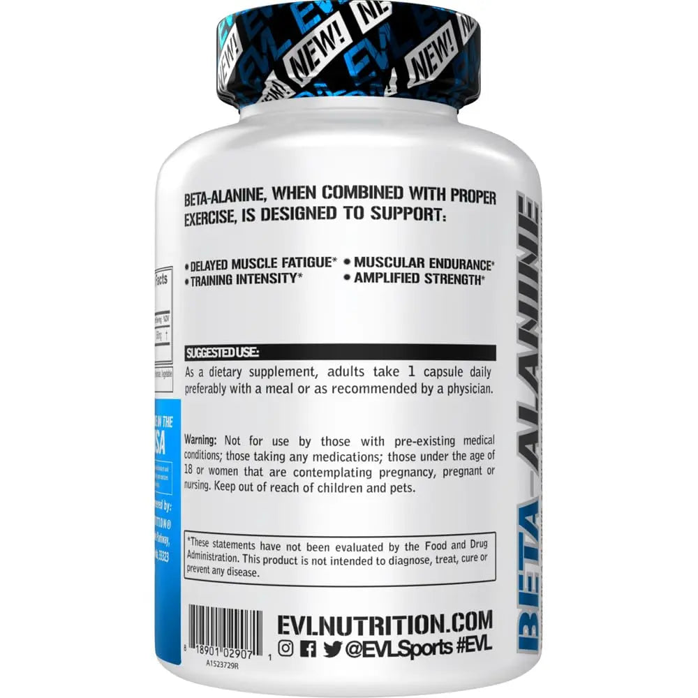 Evlution Nutrition Beta-Alanine Capsules - Enhance Training Intensity - 60 Count Beta Evlution Au supplements