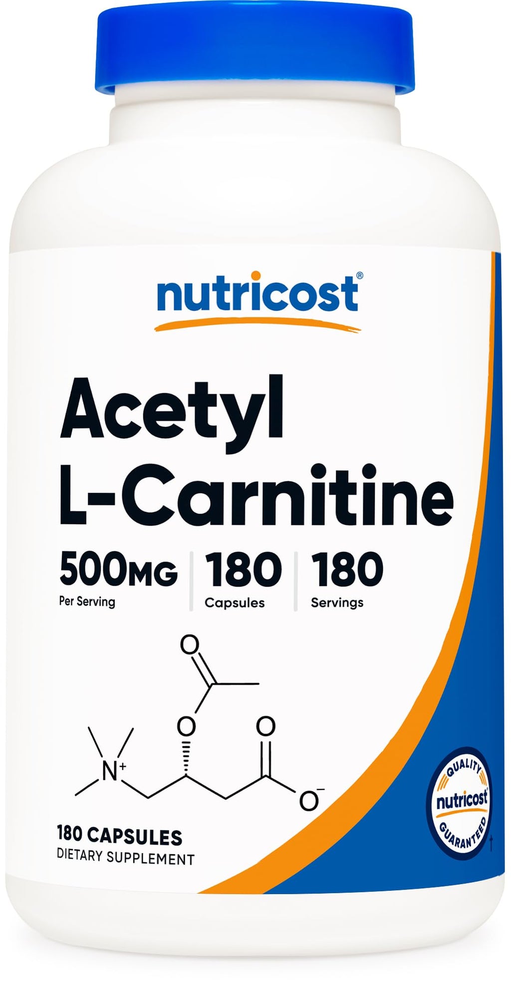 Nutricost Acetyl L-Carnitine (ALCAR) 500mg, 180 Capsules, 180 Servings - Non-GMO and Gluten Free, 1 Capsule per Serving