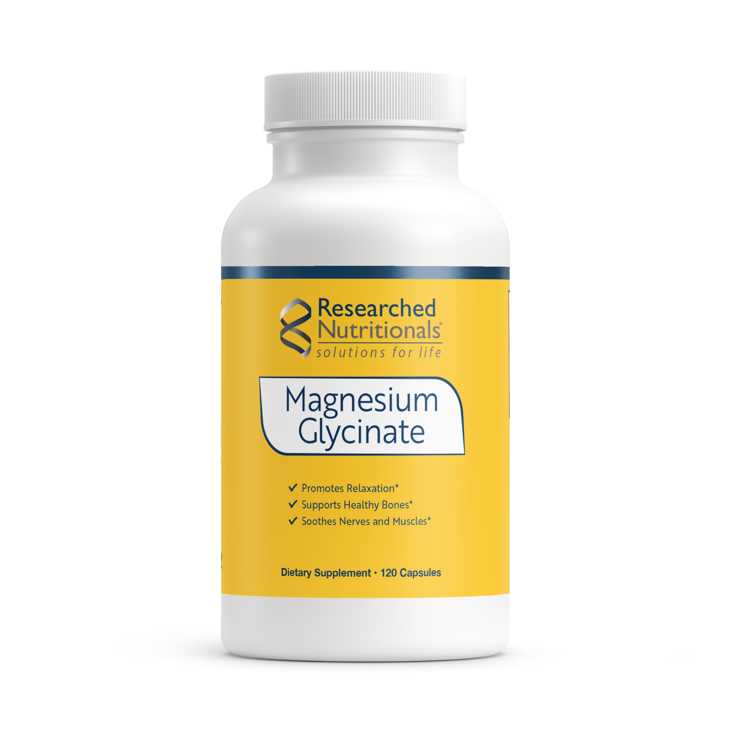 Researched Nutritionals Magnesium Glycinate Capsules - 125mg High Absorption Magnesium Glycinate Supplement to Support Healthy Bones and Energy Production - Vegan & Non-GMO (120 Capsules) Researched Nutritionals Au supplements