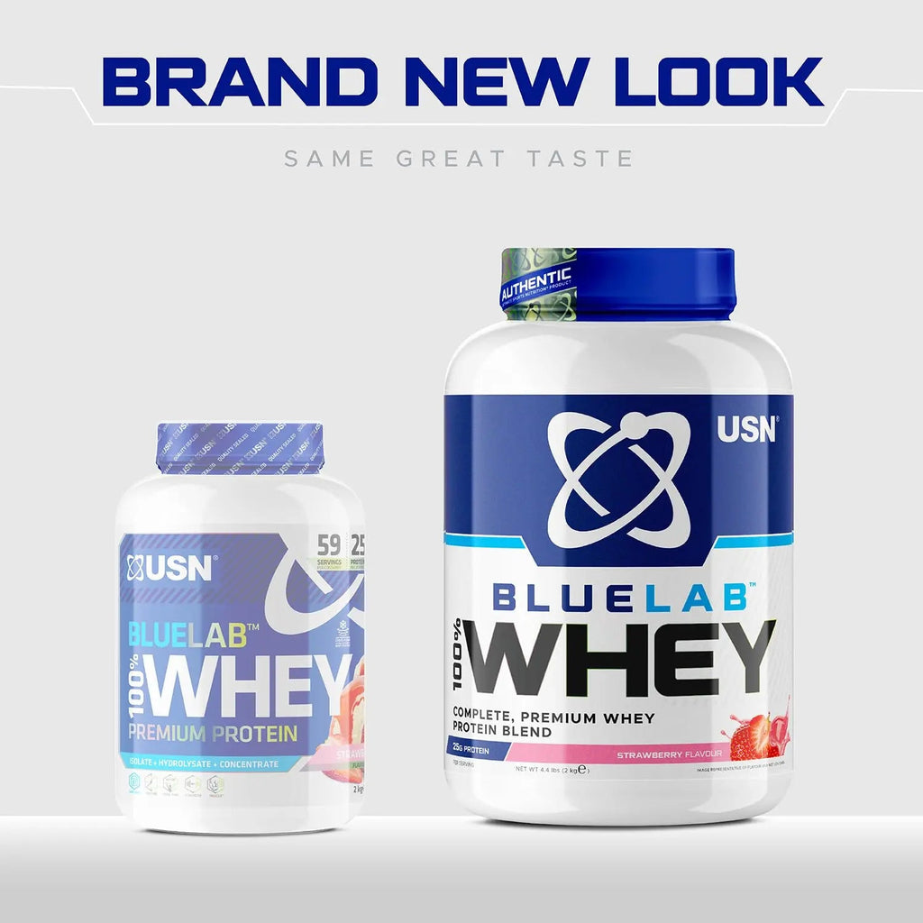 USN Blue Lab Whey Protein Powder: Strawberry - Whey Protein 908g - Post-Workout - Whey Isolate USN Au supplements