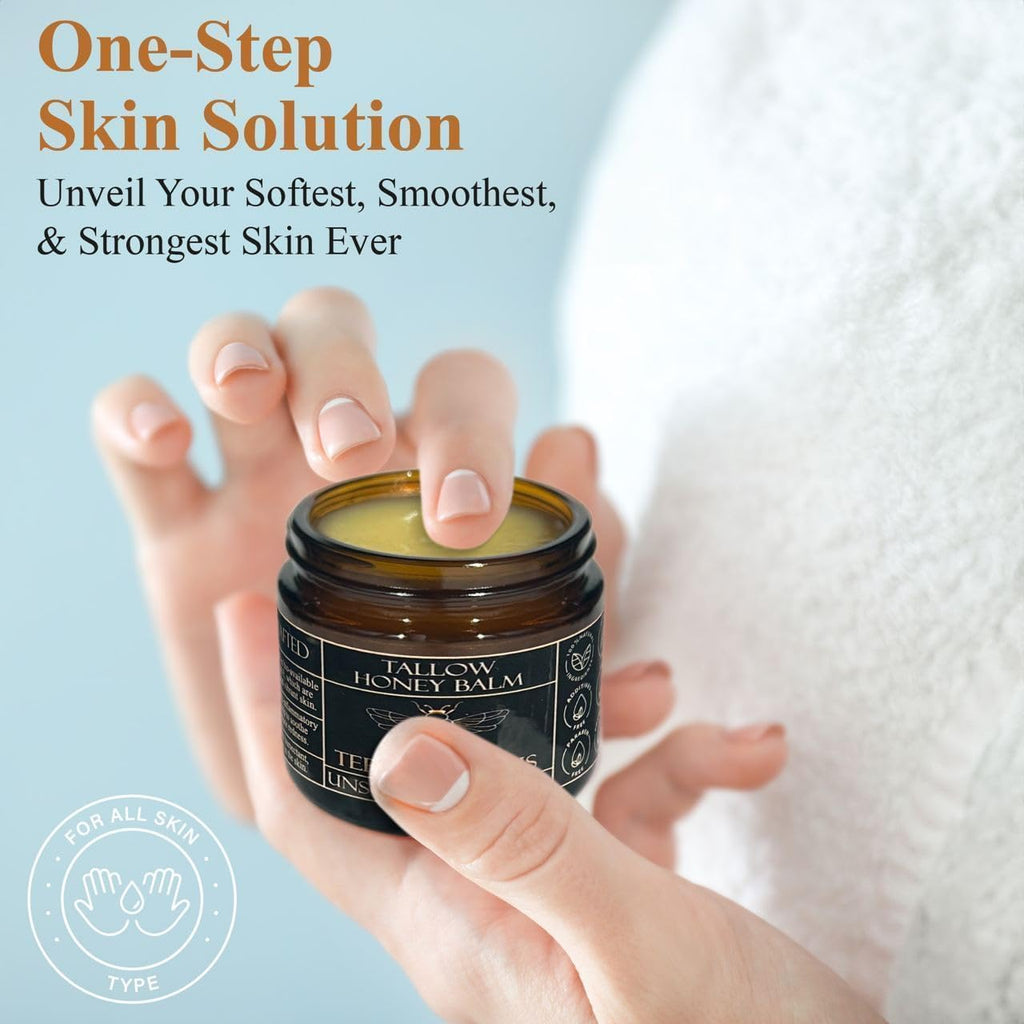 Terra Lotus - Organic Grass-Fed Beef Tallow Balm with Raw Honey - Moisturizing Cream