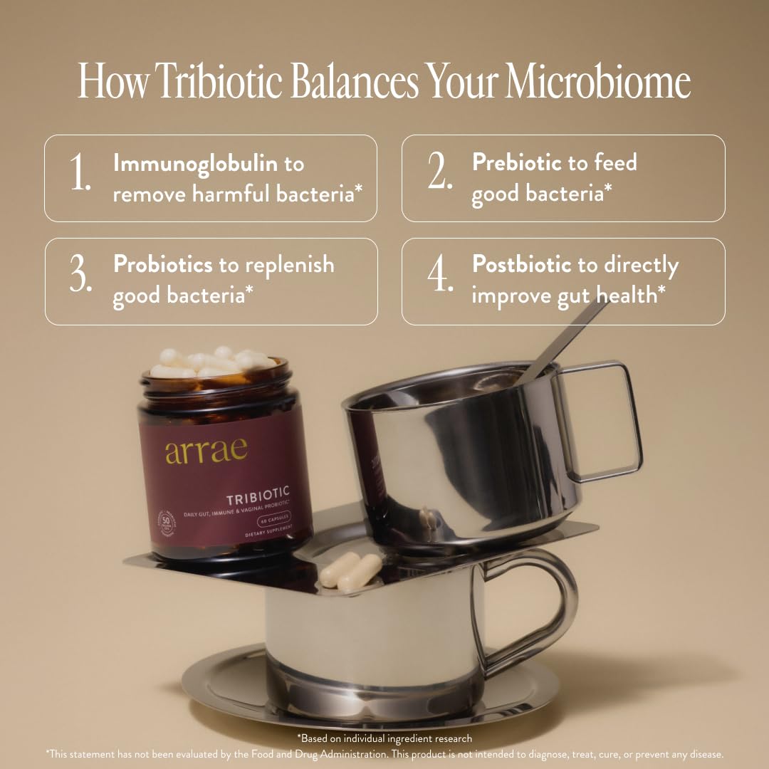 Arrae Tribiotic, Probiotics for Women, Support for Vaginal pH Balance, Gut, Immune, and Feminine Health, Prebiotics,