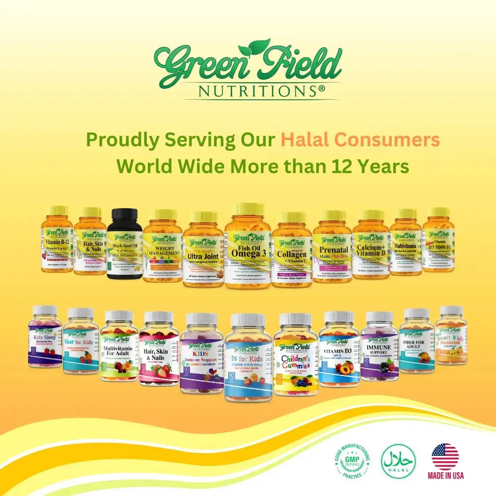 Greenfield Nutritions Halal Multivitamins for Women and Men - 60 Gelatin Free Multivitamin Tablets with 27+ Vitamin Minerals, A, B12, C, D3, Iron and Zinc GREEN FIELD NUTRITIONS Au supplements