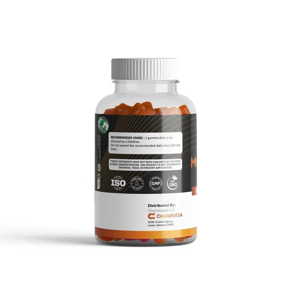 CHARMSVEDA Multivitamin Gummies – Energy, Immunity & Overall Wellness with DHA, Vitamin C, Zinc & Antioxidants – Orange Flavour – 30 Gummies CHARMSVEDA Au supplements