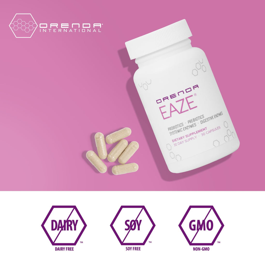 Orenda Eaze®: Gut Wellness Capsules | 6-in-1 Digestive Support with Probiotics, Endospores, Peptizyme-SP EN, Prebiotics, and Digestive Enzymes