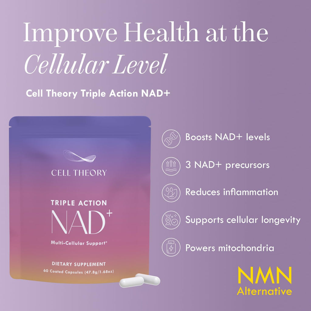 Cell Theory NAD+ Supplement – Triple Action Liposomal NAD+ & NADH Formula for Cellular Energy, Mitochondrial Support, and Longevity, Developed by Dr. Halland, 60 Capsules (30-Day Supply) Cell Theory Au supplements
