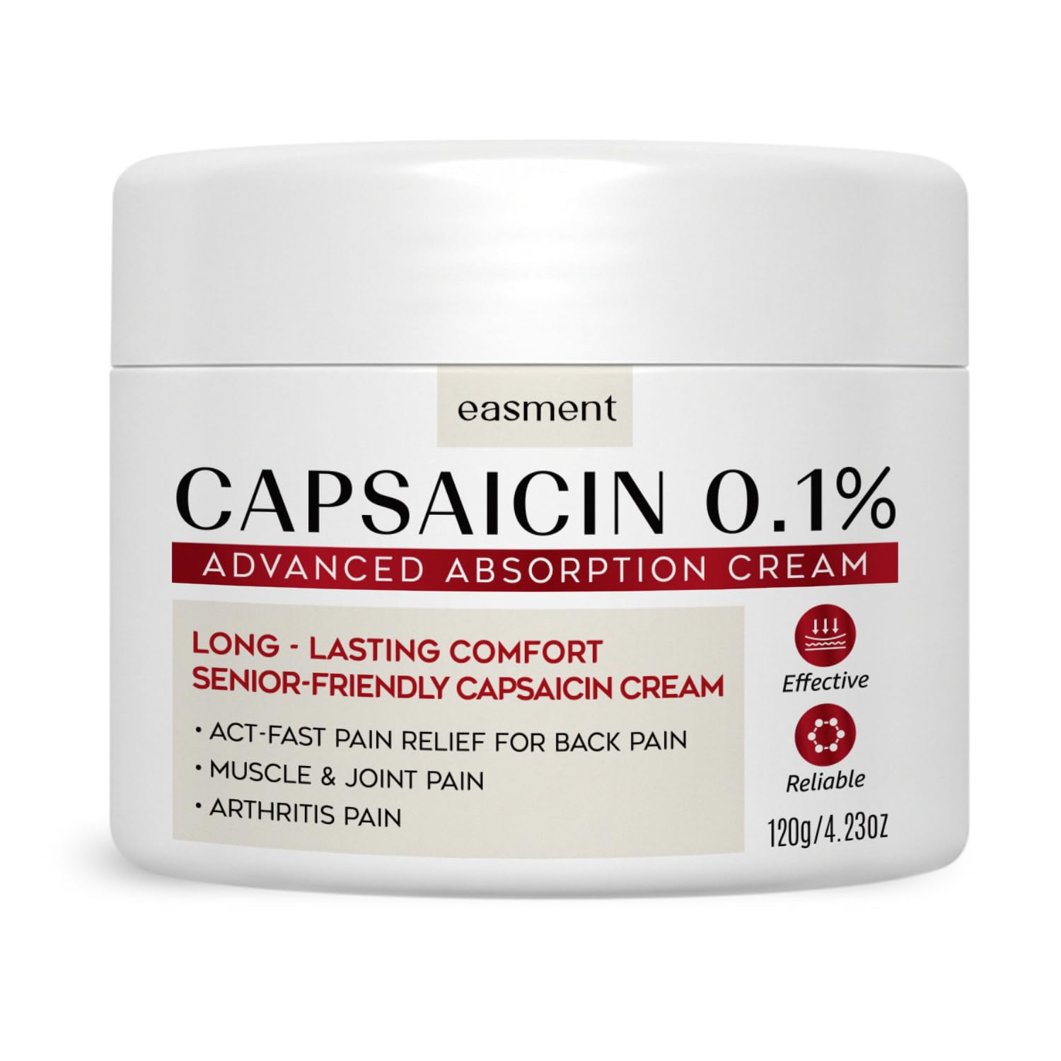 Easment Capsaicin Pain Relief Cream – Topical Arthritis & Muscle Pain Relief for Joint, Nerve & Back Pain – Medicated Pain Cream with Capsaicin 0.1% – Arnica, Aloe & Chamomile, 4.23 Fl Oz Easment Au supplements