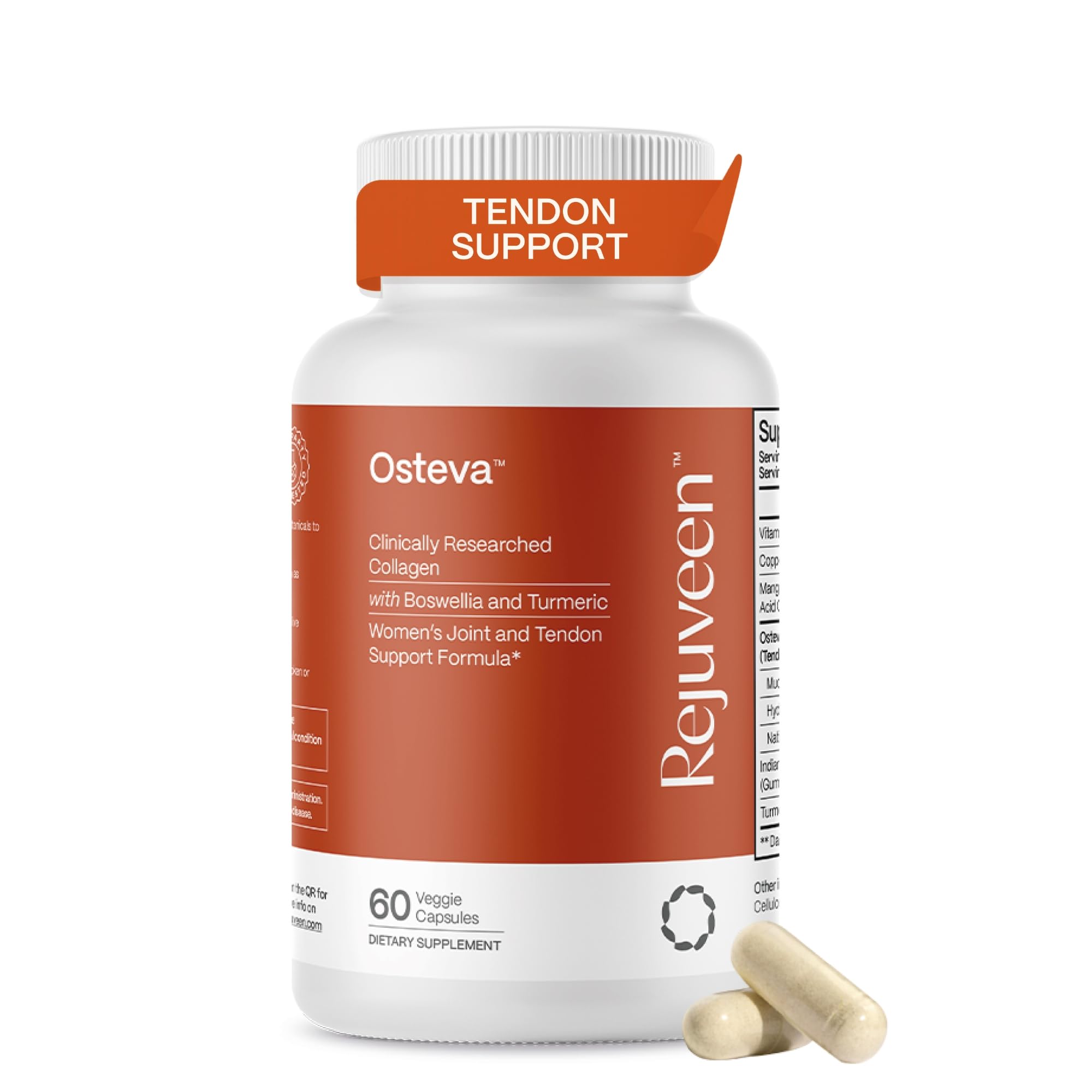 Rejuveen Osteva Joint Support Supplement for Women | High Potency Collagen, Turmeric, Boswellia | for Flexible Cartilage & Tendons,