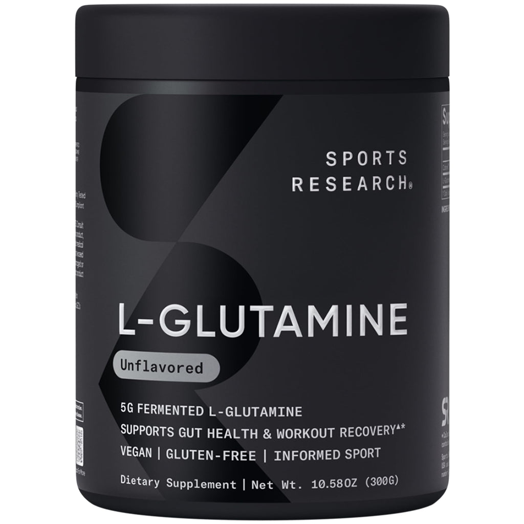 Sports Research L-Glutamine - Workout Recovery, Immune Health & Gut Health Support - 5 G Per Serving - 10.58 Oz
