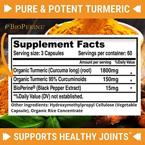 Turmeric Curcumin with BioPerine 1950mg - Natural Joint & Healthy Inflammatory FRESH HEALTHCARE Au supplements