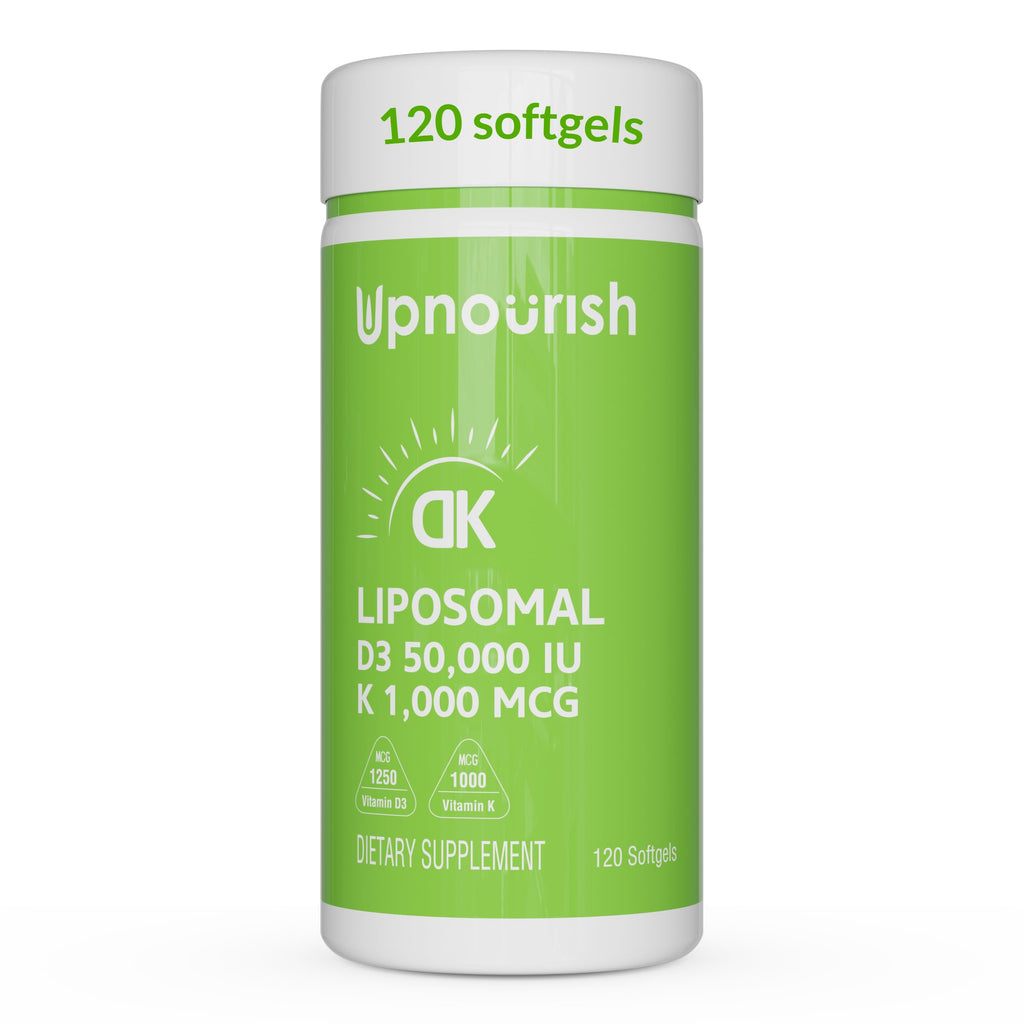 UpNourish Liposomal Vitamin D3 50000 IU (Vitamina D3 de 50000) with 1000 mcg Vitamin K, High Dose Vitamin D3 K2, Vitamin D 50000 IU with K1, K2 MK-4 and MK-7, 120 Mini Softgels UpNourish Au supplements