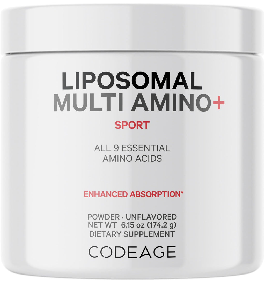 Codeage Liposomal Multi Amino Powder Supplement - BCAA & EAA Supplement All 9 Essential Amino Acids, Branched-Chain Amino Acid, Pre & Post Workout, Unflavored, Liposomal Delivery, Non-GMO, 6.15 oz Codeage Au supplements