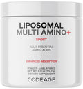 Codeage Liposomal Multi Amino Powder Supplement - BCAA & EAA Supplement All 9 Essential Amino Acids, Branched-Chain Amino Acid, Pre & Post Workout, Unflavored, Liposomal Delivery, Non-GMO, 6.15 oz Codeage Au supplements