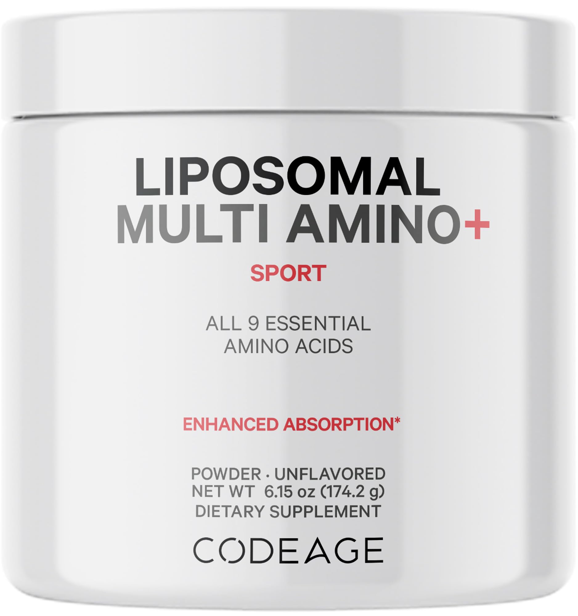 Codeage Liposomal Multi Amino Powder Supplement - BCAA & EAA Supplement All 9 Essential Amino Acids, Branched-Chain Amino Acid, Pre & Post Workout, Unflavored, Liposomal Delivery, Non-GMO, 6.15 oz Codeage Au supplements