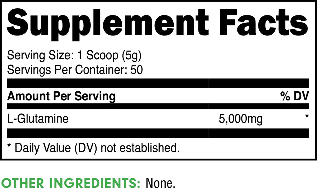 Bucked Up L-Glutamine (5000mg), Essentials (50 Servings, 250 Grams)
