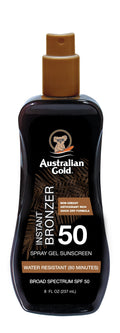 Australian Gold Spray Gel Sunscreen with Instant Bronzer SPF 50, 8 Ounce | Moisturize & Hydrate Skin