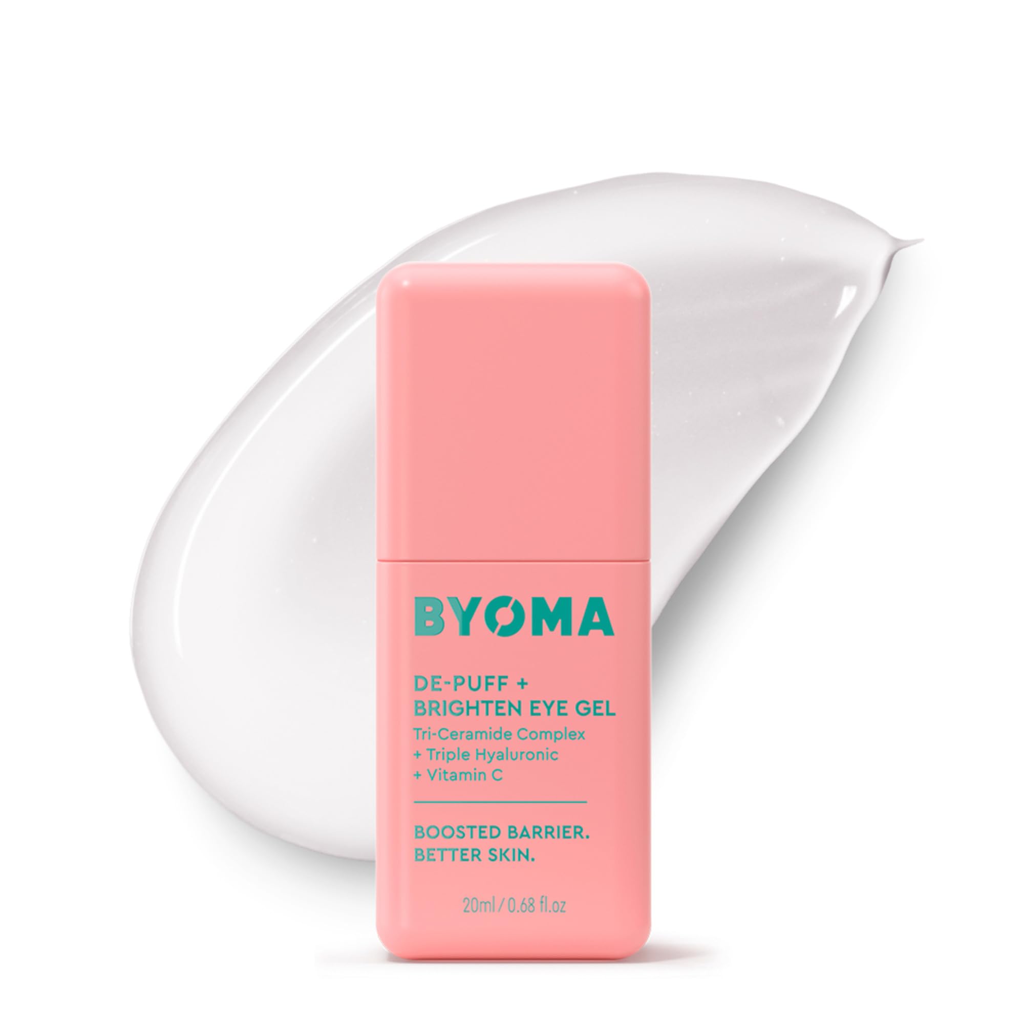 BYOMA De-Puff + Brighten Eye Gel - Lightweight Gel Eye Cream for Dark Circles, Puffiness & Wrinkles - Under Eye Cream