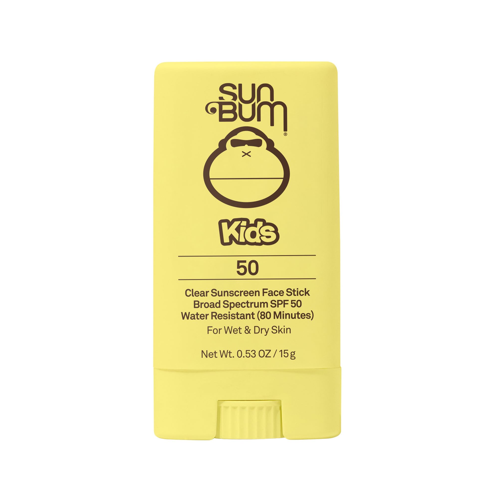 Sun Bum Kids SPF 50 Clear Face Stick Sunscreen - Wet or Dry Skin Application Broad Spectrum Sunscreen with Vitamin E