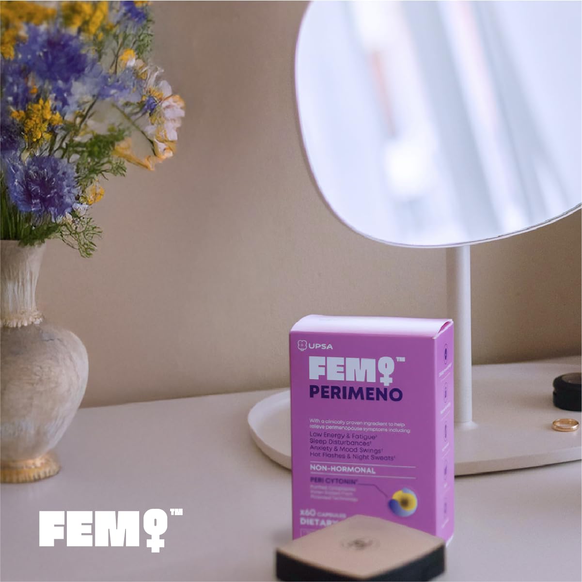 Upsa FEM Perimeno Perimenopause Supplements for Women - Non-Hormonal Pre-Menopause Support for Hot Flashes, Night Sweats, Mood, Sleep & Low Energy - 30 Capsules Upsa Au supplements