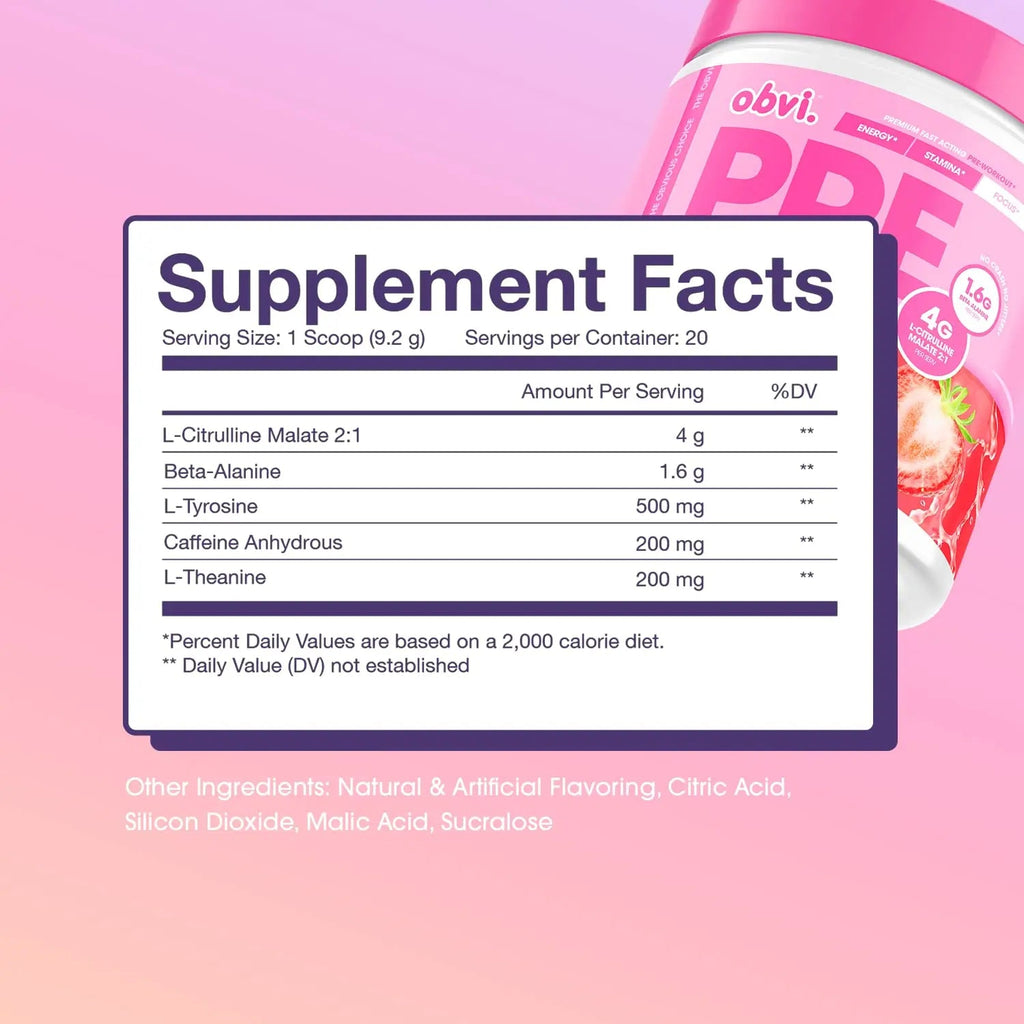 Obvi Pre Workout for Women, Preworkout, Designed for Energy, Stamina and Focus Obvi Au supplements