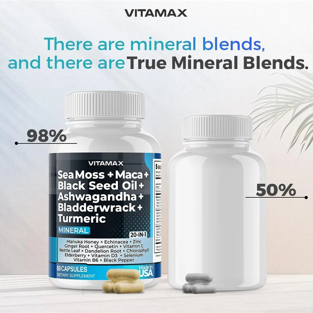 Sea Moss, Maca, Black Seed Oil, Ashwagandha, Bladderwrack, Turmeric Vitamax Au supplements