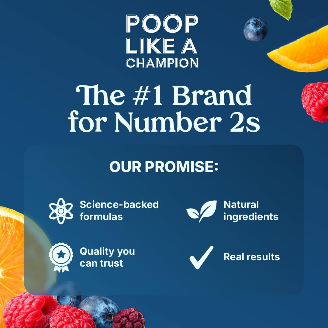 Poop Like a Champion Fiber Gummies – 5g Fiber per Serving, Non-GMO, Vegan, Digestive Support, 60 Pieces per Bottle