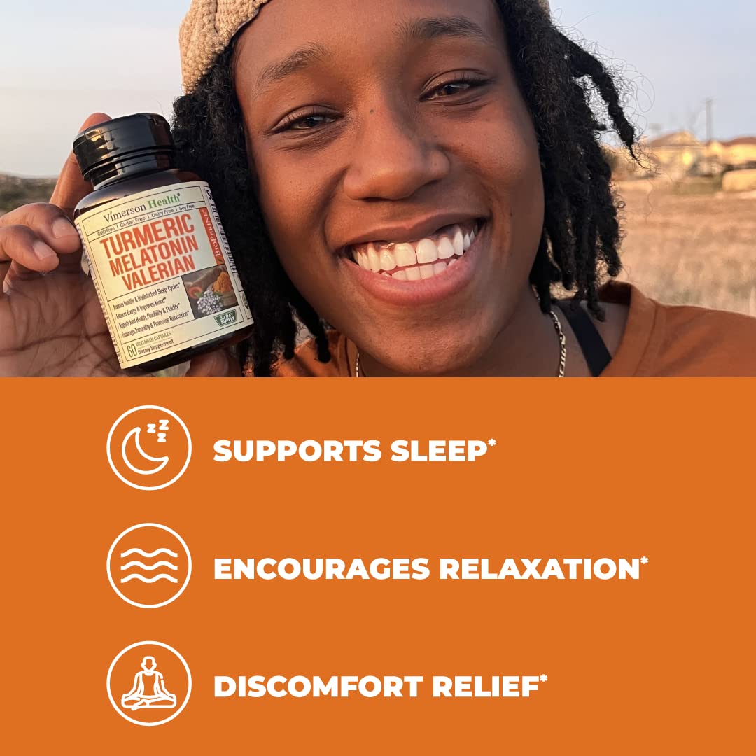 Turmeric, Melatonin & Valerian Root Sleep Aid Supplement. Natural Sleep Aid for Adults Vimerson Health Au supplements