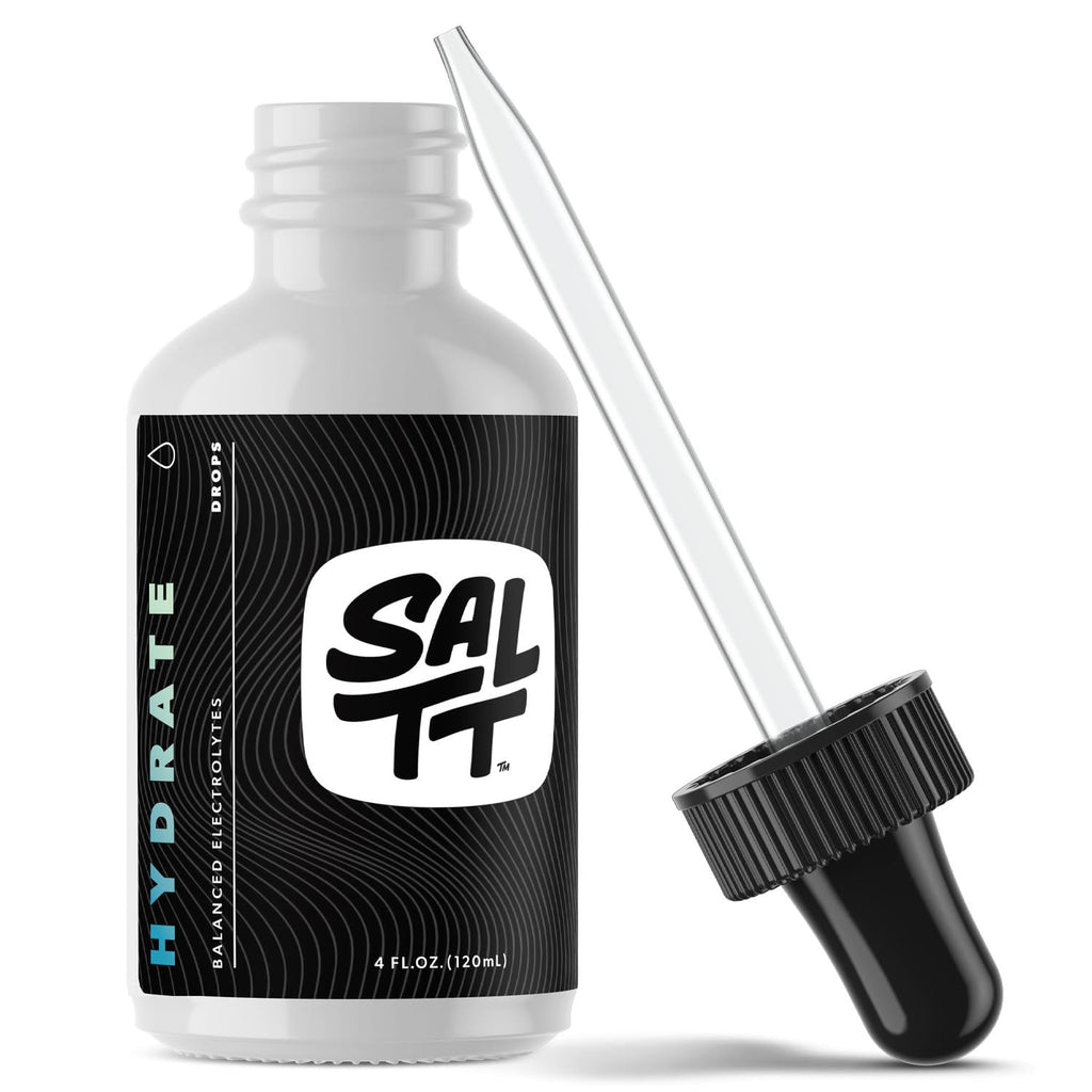 SALTT - Hydrate (4 oz) - Electrolytes Drops - Energy Boost - Sodium, Potassium, Magnesium, Zinc, Copper - Unflavored - Ultra Low Carb - Zero Sugar, Vegan,