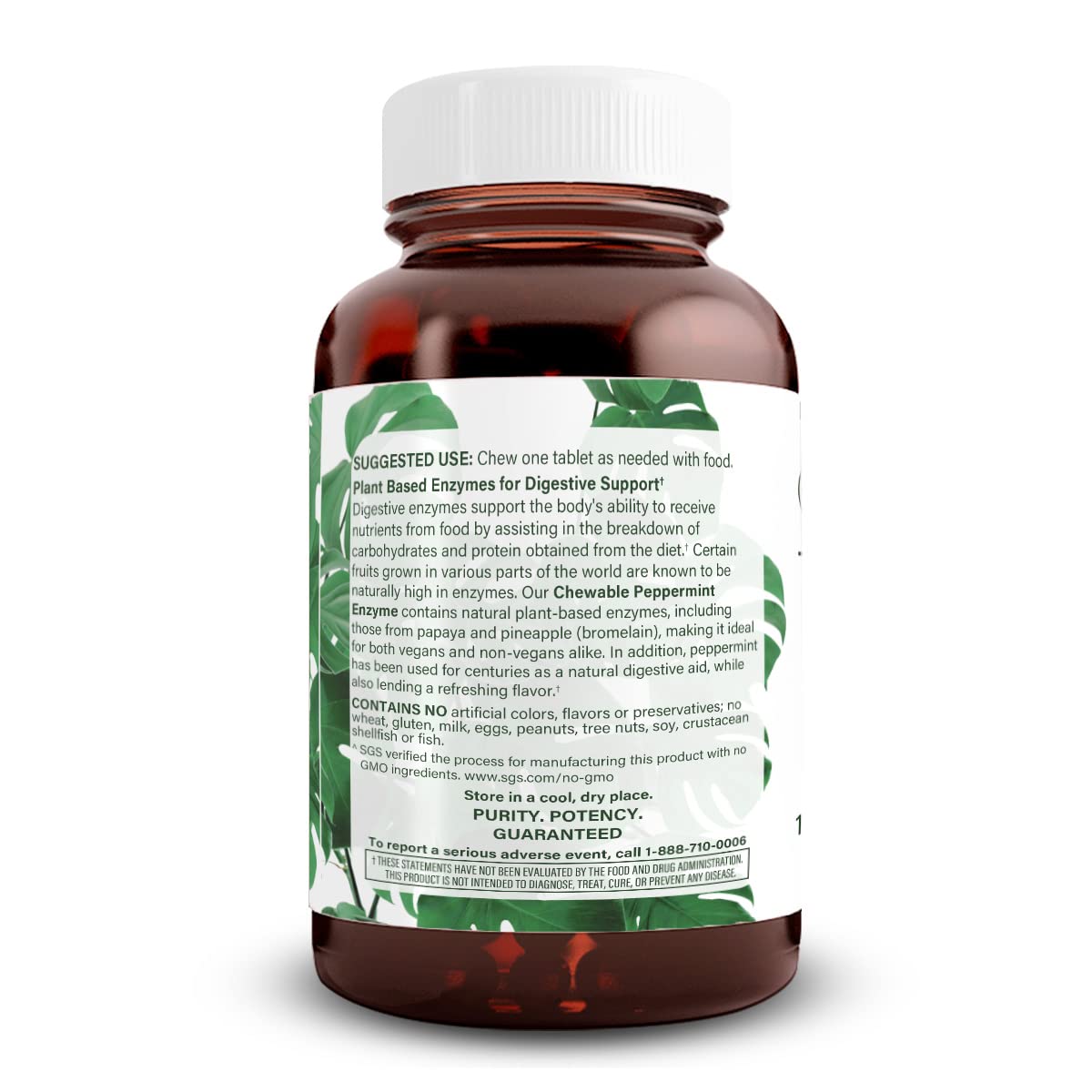 Natural Nutra Chewable Peppermint Digestive Enzyme Supplement, Help to Relieve Gas, Indigestion, and Other Digestive discomforts, Stomach Calmness, Papaya (Papain)