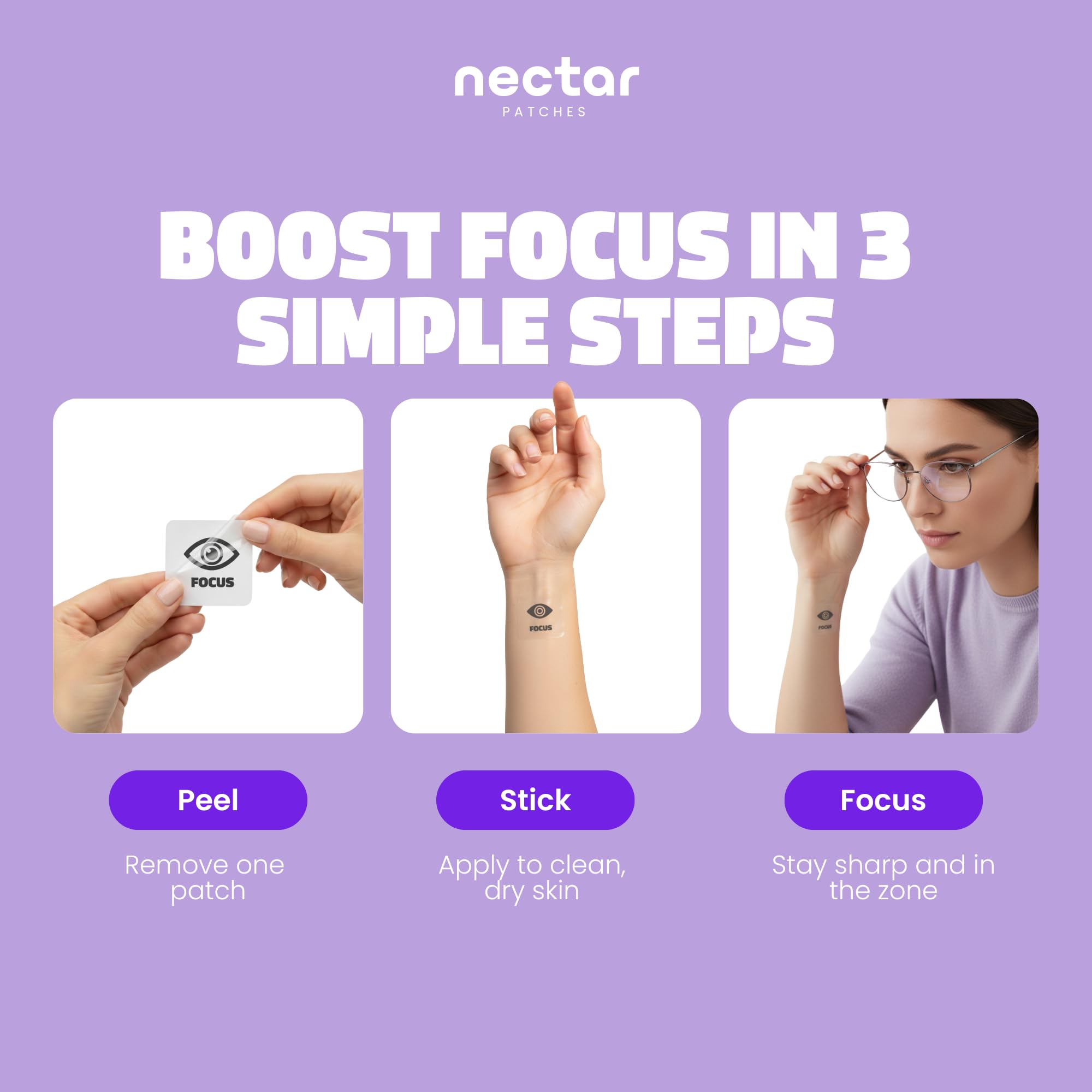 Nectar Focus Patches | Natural Cognitive Support with Ginkgo Biloba, Bacopa & Magnesium for Memory – Mental Clarity Neuro Patches for Work, Study – Clean Plant-Based Nootropic Alternative | 30 Count Nectar Patches Au supplements