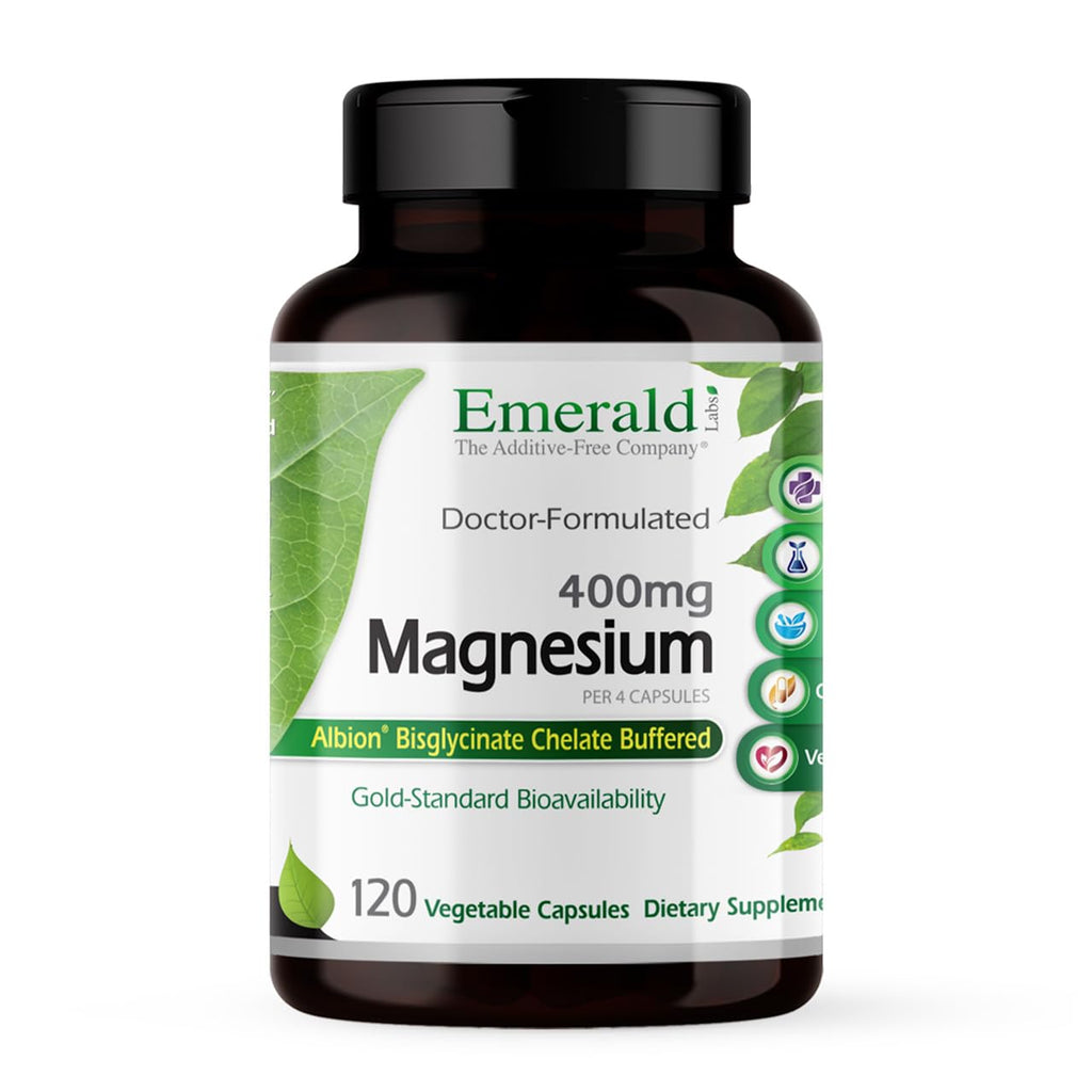Emerald Labs Magnesium 400mg - Bone & Sleep Support with Albion Magnesium* - Vegan Friendly - 120 Vegetable Capsules (30-Day Supply) EMERALD LABS Au supplements