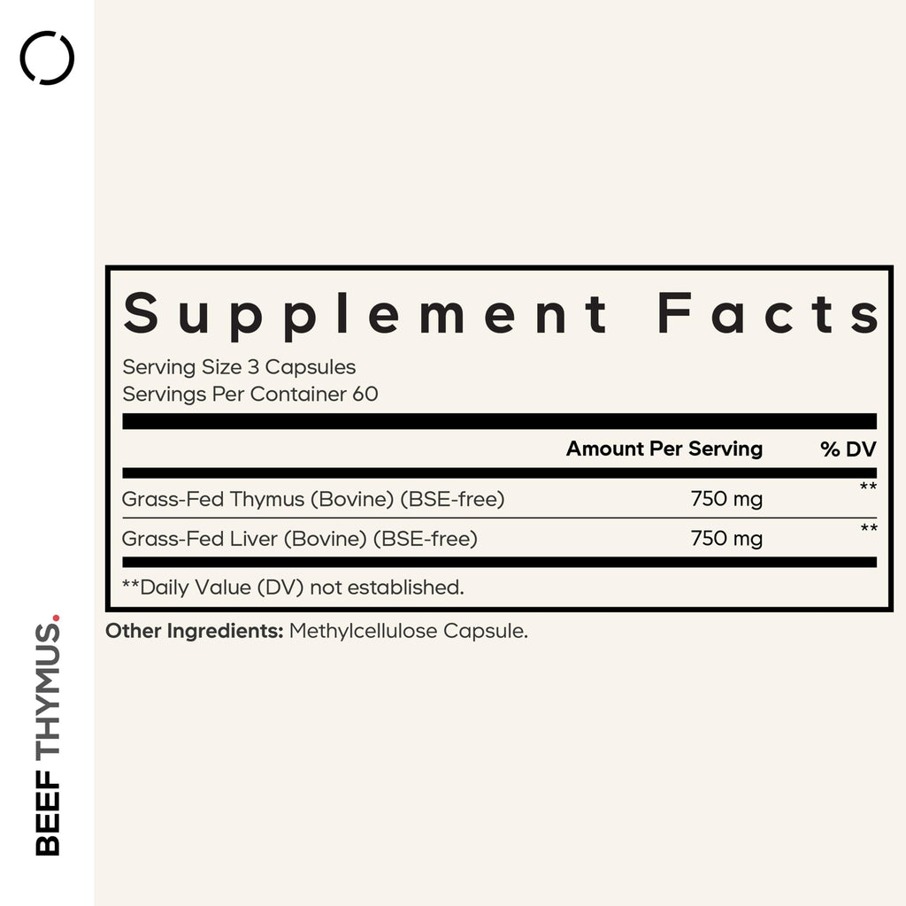 Codeage Grass Fed Beef Thymus Supplement Superfood, Freeze Dried, Non-Defatted, Desiccated Thymus & Liver Pills, Glandulars Meat, Pasture Raised Beef Vitamins, Non-GMO, 180 Capsules Codeage Au supplements
