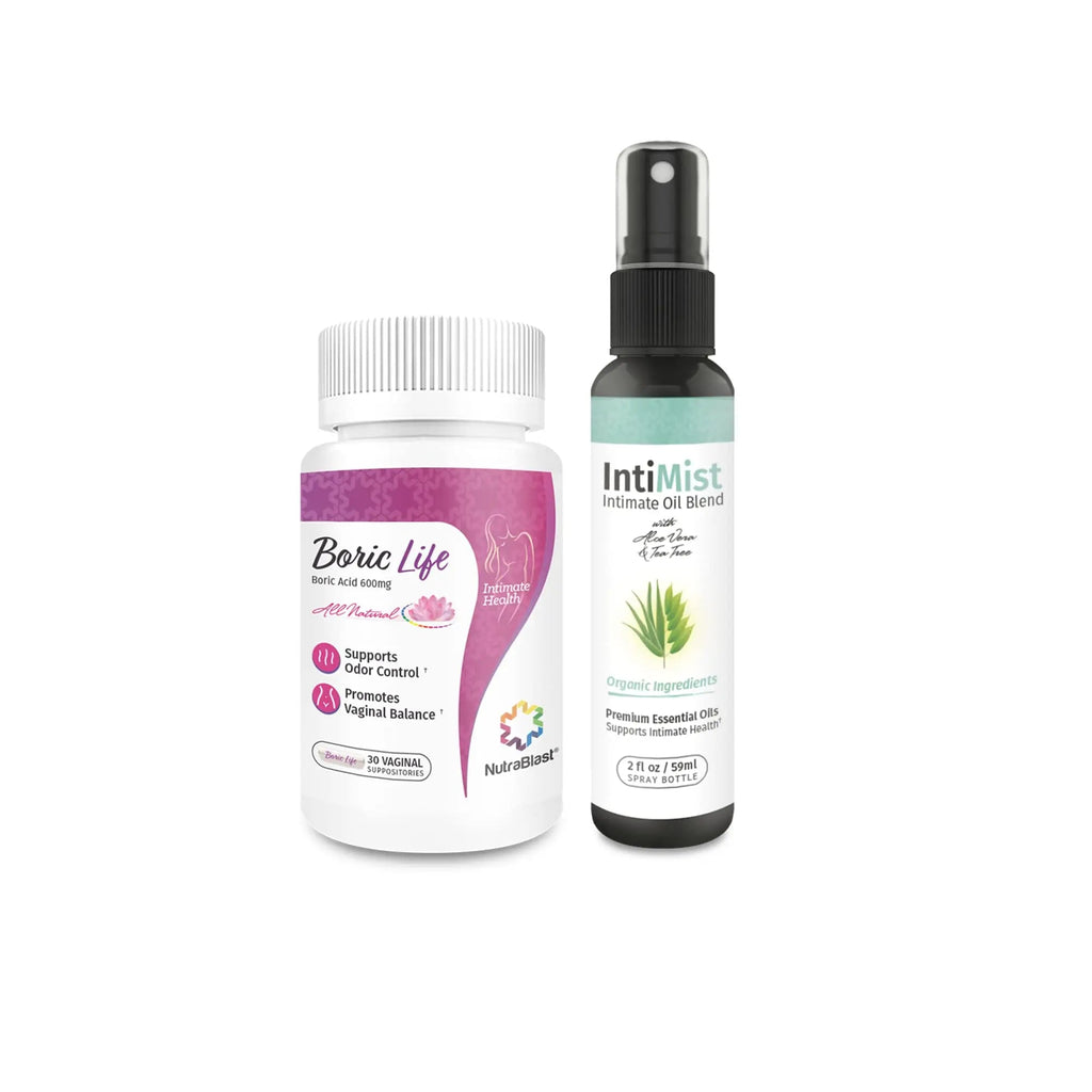 NutraBlast Boric Acid Vaginal Suppositories 600mg (30 Count) w/Intimist Essential Oils Blend Spray (2 fl oz) NutraBlast Au supplements