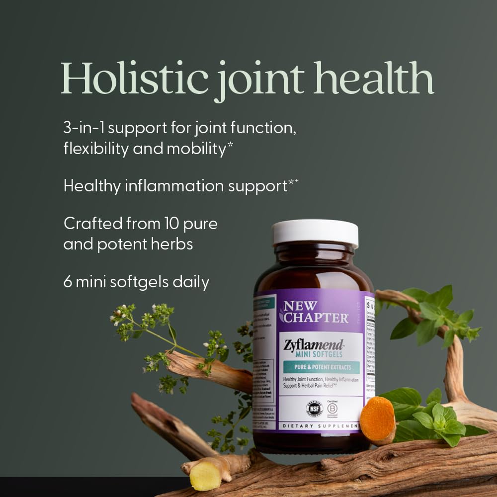 New Chapter Zyflamend™ Mini Softgels, Joint Supplement & Herbal Pain Relief – with Turmeric, Ginger & Green Tea - for Healthy Inflammation Response, Mobility & Flexibility, 180 mini softgels New Chapter Au supplements