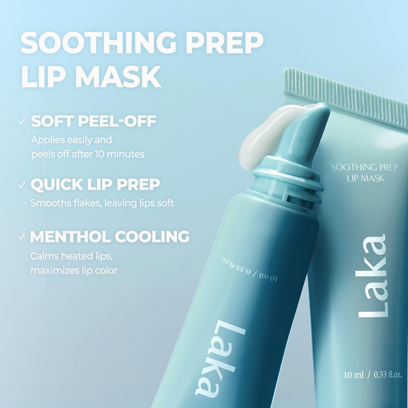 Laka Soothing Prep Lip Mask, Cooling Peel Off Korean Lip Mask, Gentle Exfoliator for Lips