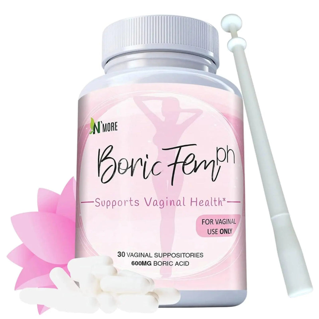 N'More Boric Acid Vaginal Suppositories - 30 Count, 600mg - 100% Pure Made in USA N'More Au supplements