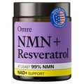 OMRE NMN + Resveratrol Supplement 99% Purity for Cellular Energy, NAD+ Boost | Highly Bioavailable Nicotinamide Mononucleotide Supplement Resveratrol 500mg & NMN 500mg, Made in USA, 60 Capsules OMRE Au supplements