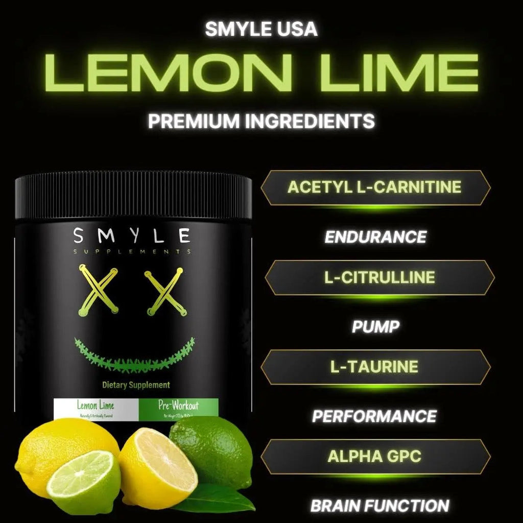Smyle USA Pre-Workout Powder Lemon Lime - Pre Workout Energy with 400mg Alpha Smyle Supplements Au supplements