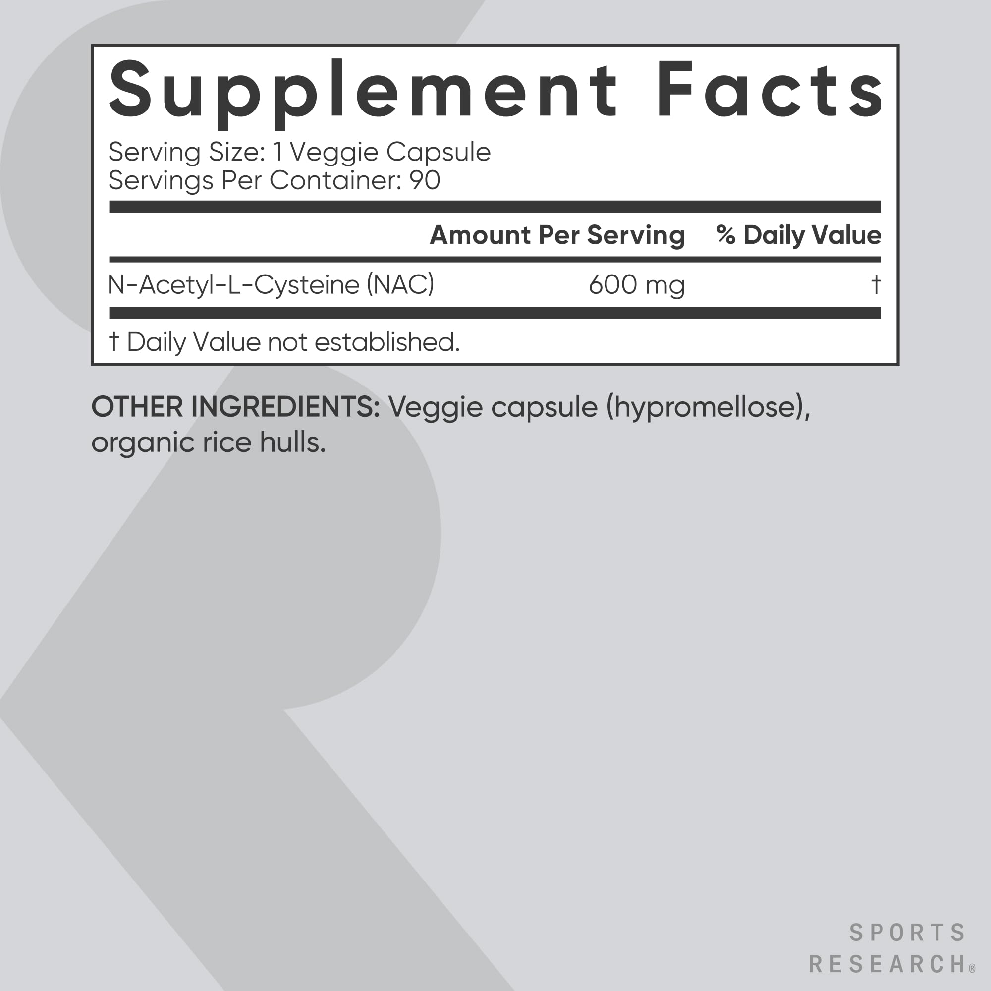 Sports Research Vegan NAC Supplement (N-Acetyl Cysteine) 600 mg - Supports Antioxidant Activity - NAC 600 mg - Non-GMO
