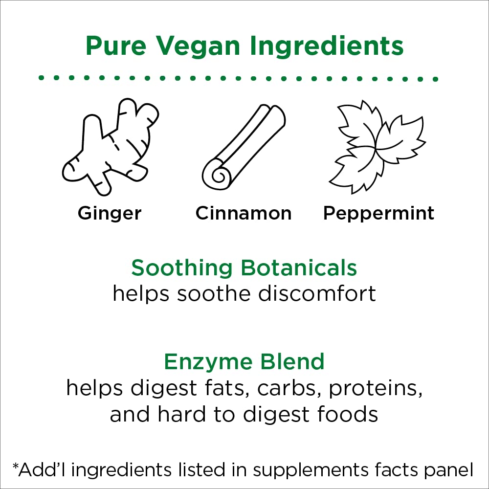 nbpure Vegan Digestive Enzyme Complex – Daily Bloating, Gas, & Food Digestive Support for Women & Men – 12 Enzymes & 3 Herbs – Lactase, Protease, Lipase