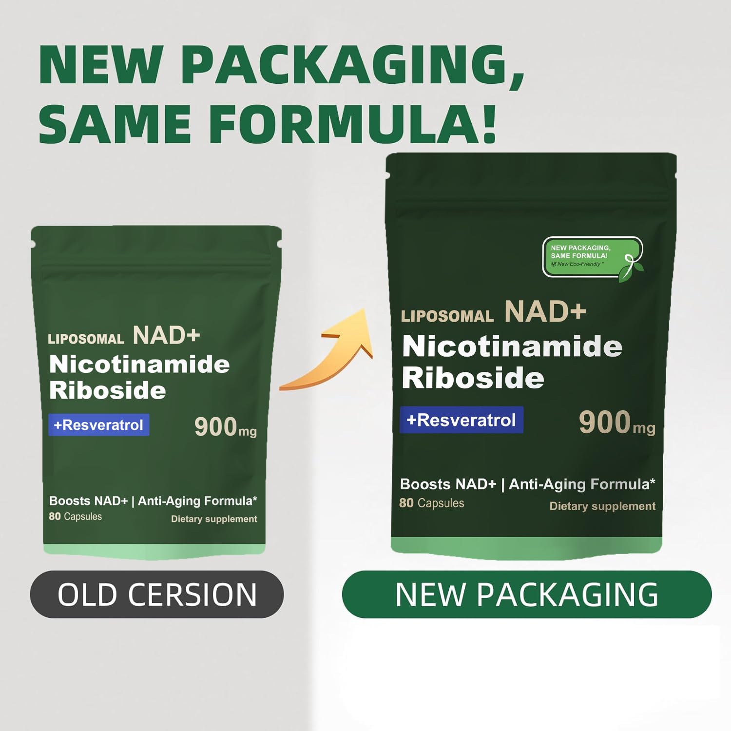 Quackiki NAD Resveratrol Supplement with NAD Nicotinamide Riboside Resveratrol 900 MG, Boost NAD+ for Cellular Health, Anti-Aging, Energy, Focus - 80 Capsules(2Pcs) Quackiki Au supplements