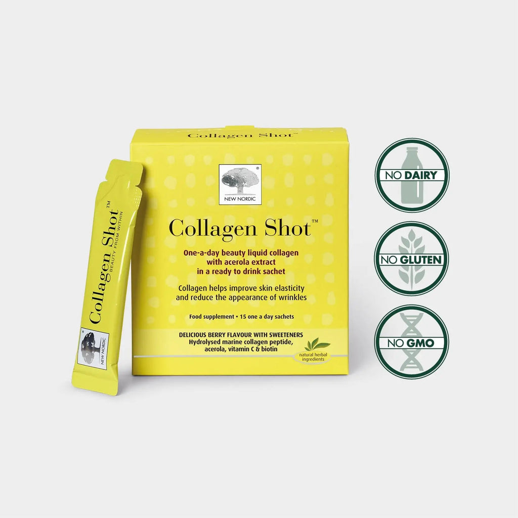 New Nordic Collagen Shot High-Absorbency Premium Liquid Daily Sachets - 15x Hydrolysed Shots - Freshwater Marine Collagen New Nordic Ltd Au supplements